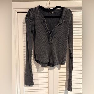 Free People Women's Black Long Sleeve Thermal